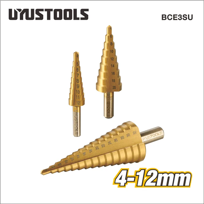 Jeu de 3 forets étagés HSS 4 à 32 mm BCE3SU