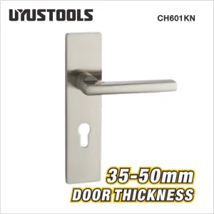Poignée de porte à serrure, finition nickel brossé brillant