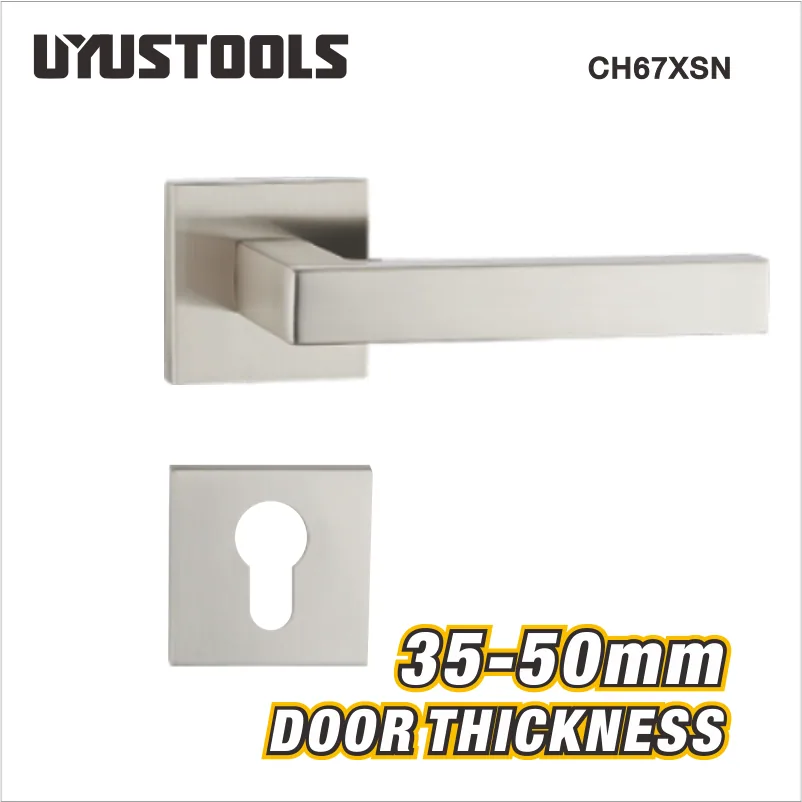 Poignée de porte à serrure, finition nickel brossé mat CH67XSN