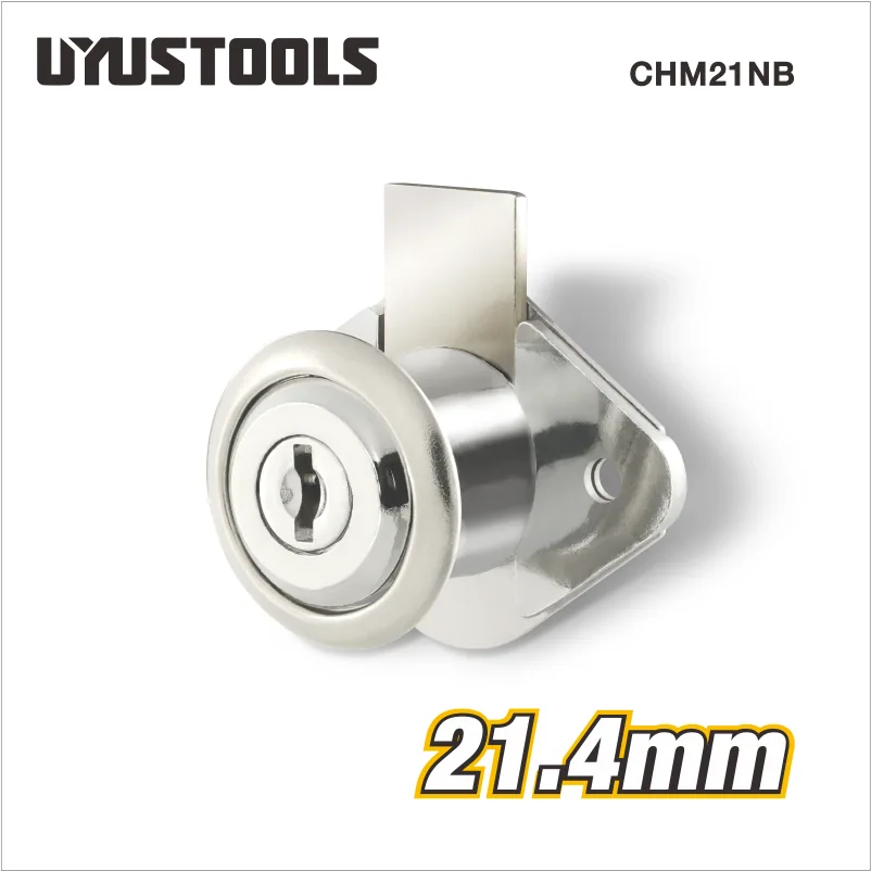 Serrure de tiroir 21,4 mm, finition chromée CHM21NB