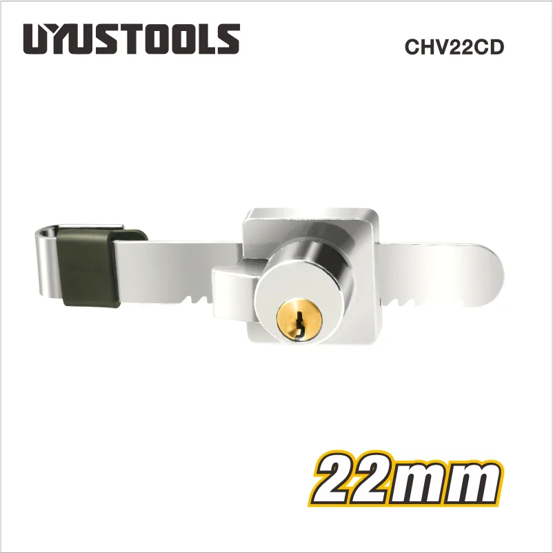 Serrure pour porte coulissante en verre, finition chromée CHV22CD