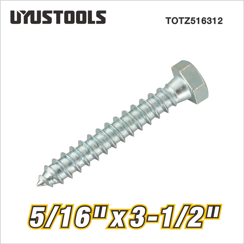 Vis à bois tête hexagonale 5/16″ x 3-1/2″, zinguée TOTZ516312